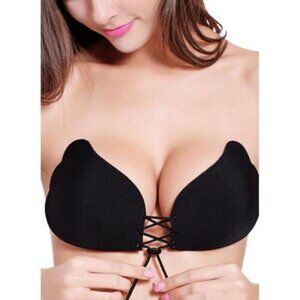 NWT Clothinvisible Sticky Push Up Adhesive Invisible Backless Strapless Bra BLK